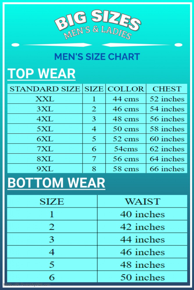 MEN'S SIZE CHART