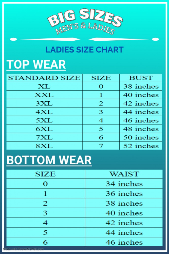 LADIES SIZE CHART