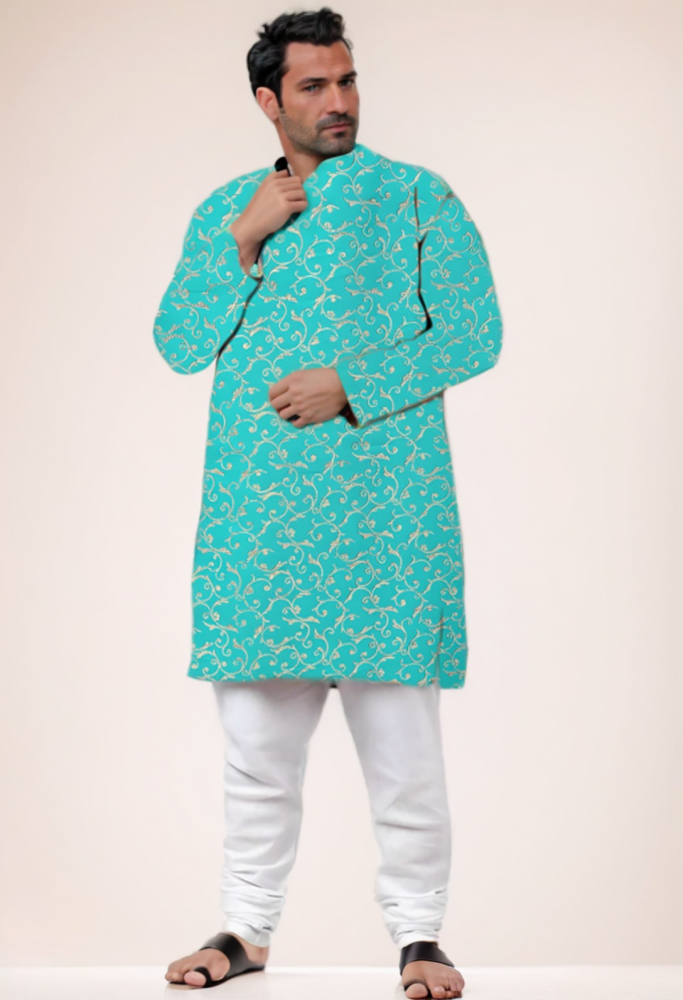 PREMIUM KURTA SEA GREEN GOLD