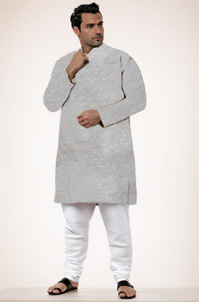 PREMIUM KURTA LIGHT GREY GOLD